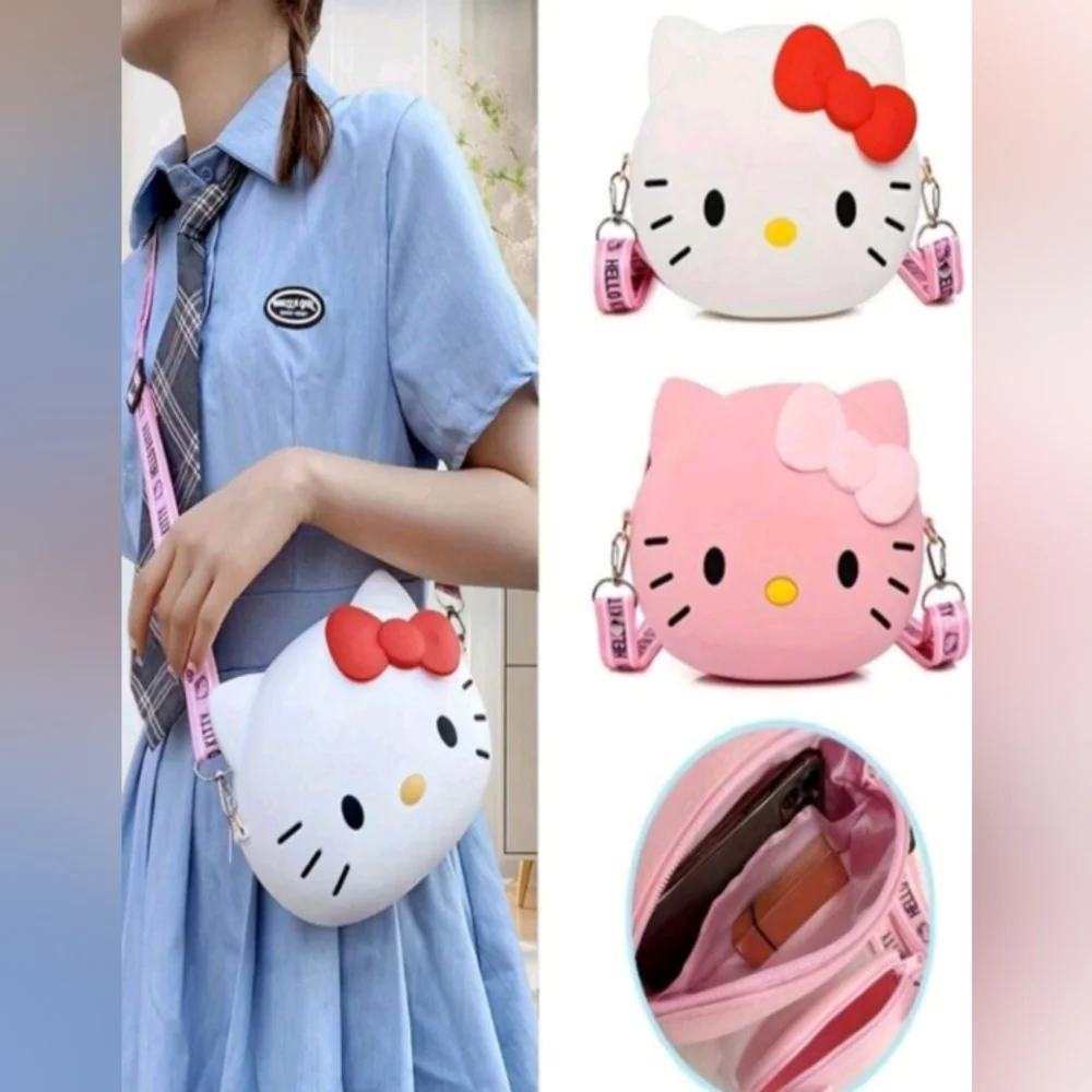 NEW Hello Kitty White with Red Bow, Pink Strap, Girl's Purse, Crossbody … - Picture 3 of 3